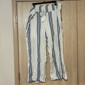Linen Striped Pants w/ elastic waist